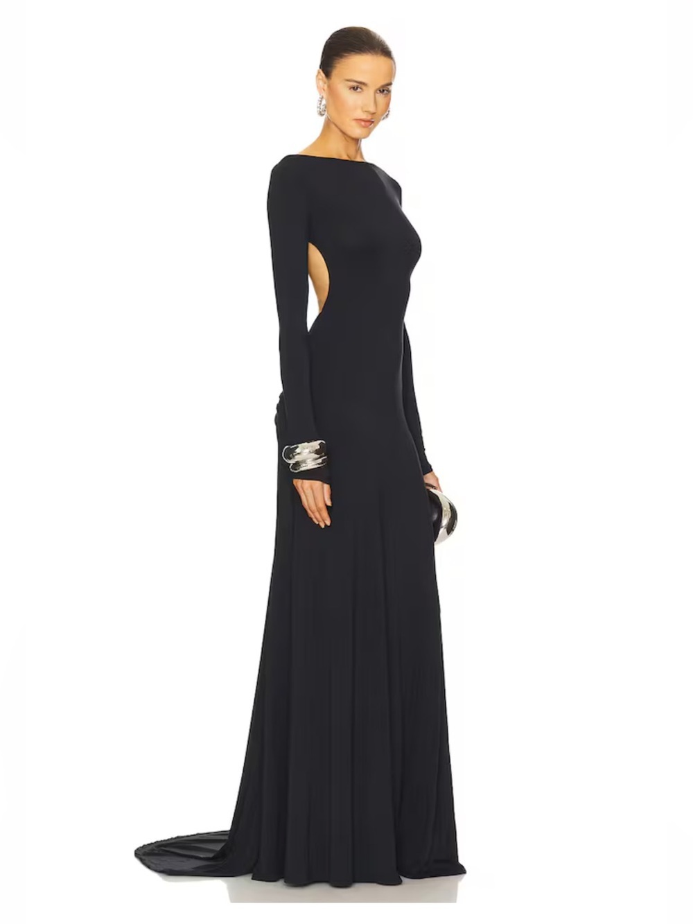 Helsa The Heidi Dress Black Long-Sleeve Maxi Evening gown with train Revolve XS - Picture 3 of 11